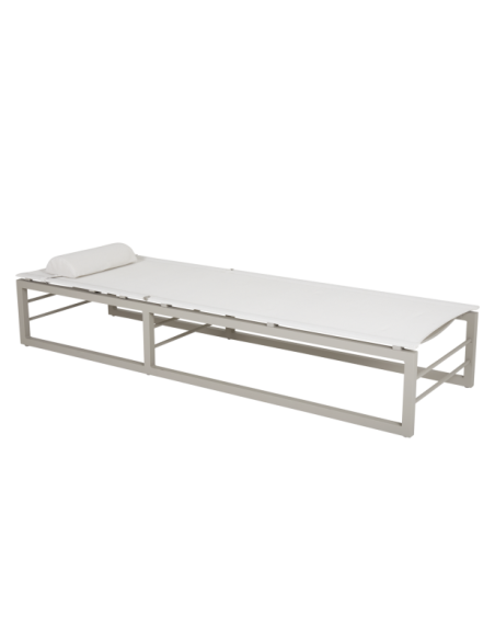 Tumbona VEVI, Aluminio / Textilene / Caqui / Blanco - Brafab