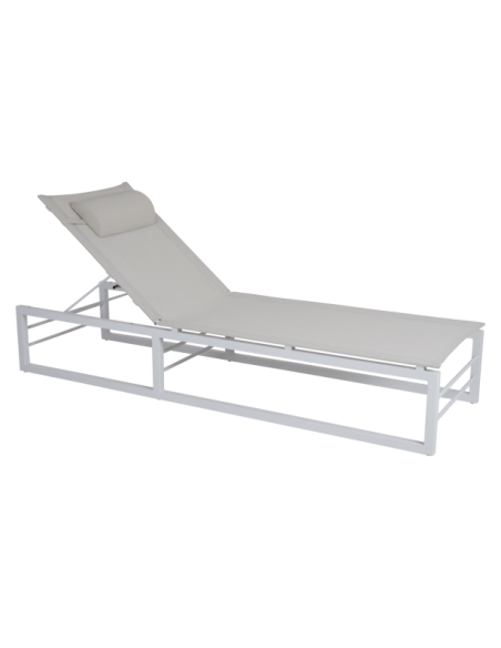 Tumbona Plegable VEVI, Aluminio / Textilene / Blanco - Brafab