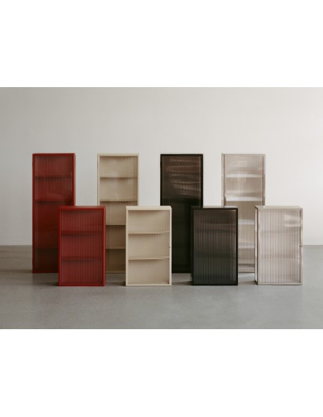 Aparador HAZE 35x100 cm, Cristal Estriado / Metal Rojo - Ferm Living