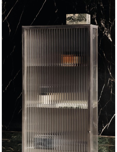Aparador HAZE 35x100 cm, Cristal Estriado / Metal Gris - Ferm Living
