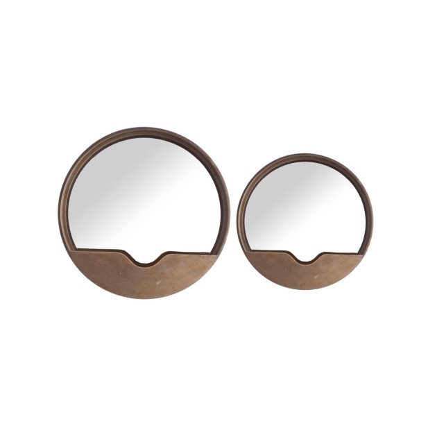 Set 2 Espejos THUSIS, Hierro / Oro -...