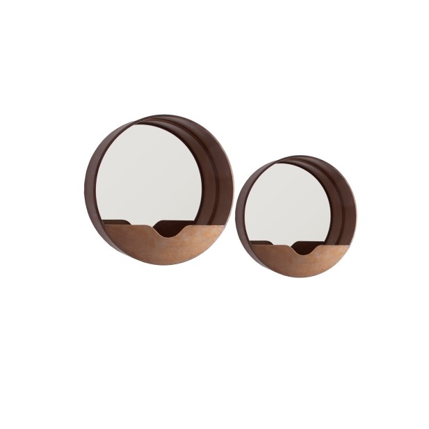 Set 2 Espejos THUSIS, Hierro / Oro -...