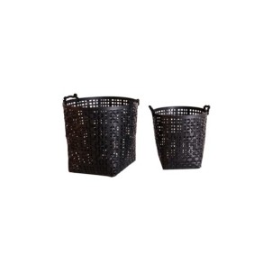 Set 2 Cestos KALESHE, Bambú / Negro - Kodu Home Design