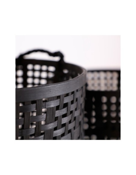 Set 2 Cestos KALESHE, Bambú / Negro - Kodu Home Design