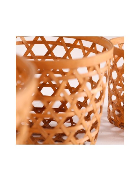 Set 3 Cestos BLAISEN, Bambú / Marrón - Kodu Home Design