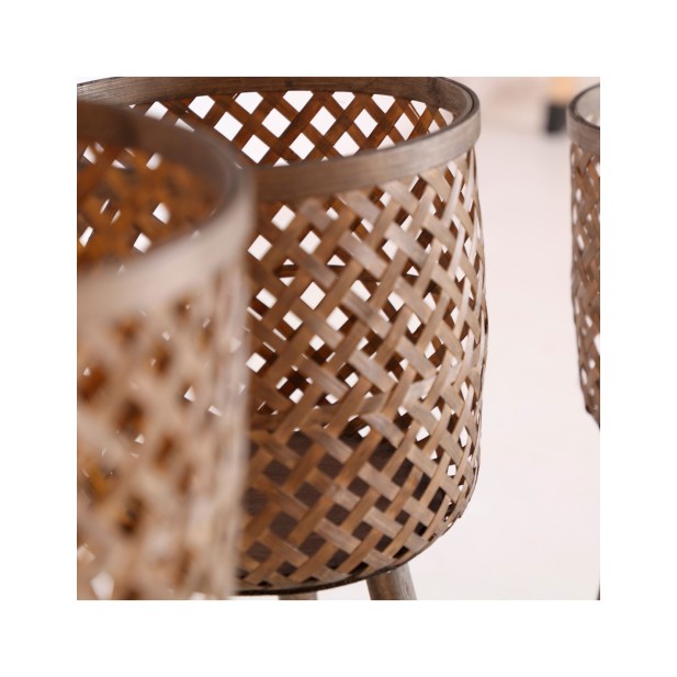 Set 3 Maceteros, Bambú / Marrón -...