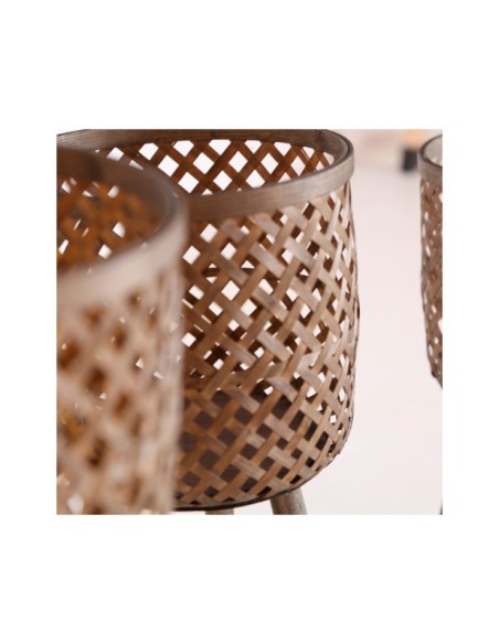 Set 3 Maceteros, Bambú / Marrón - Kodu Home Design