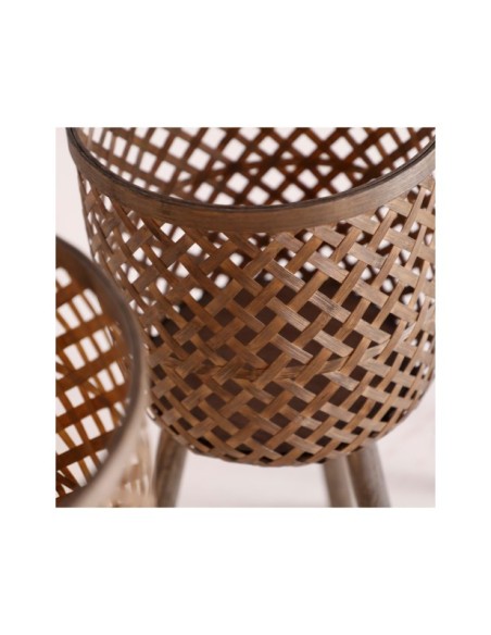Set 3 Maceteros, Bambú / Marrón - Kodu Home Design