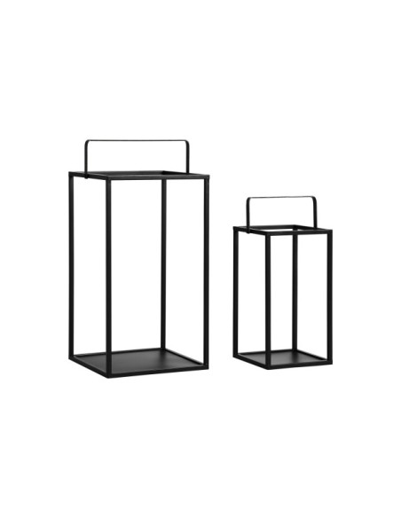 Set 2 Portavelas CAILAR, Hierro / Negro - Kodu Home Design