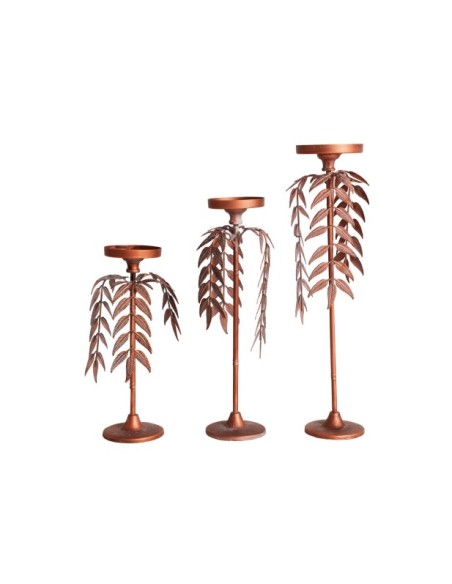 Candelabro Palmera LUCERNA Ø16x45 cm, Hierro / Cobre - Kodu Home Design