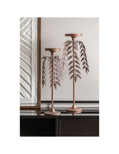 Candelabro Palmera LUCERNA Ø18x56 cm, Hierro / Cobre - Kodu Home Design