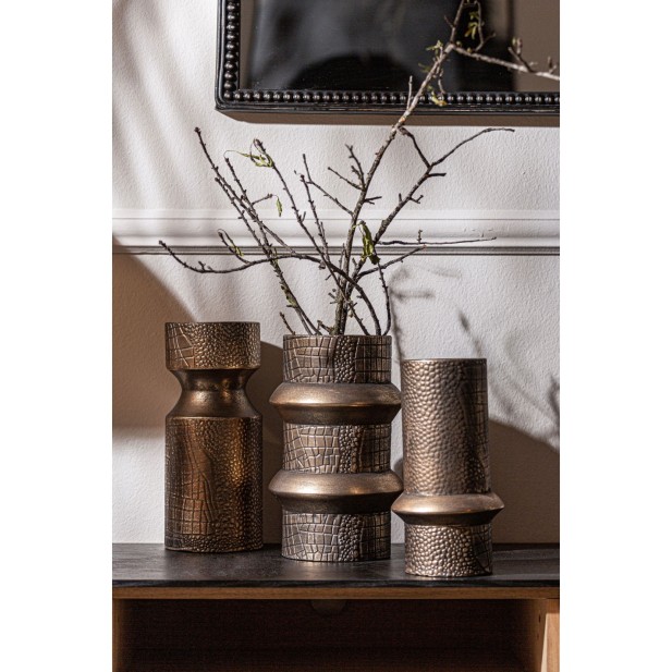 Jarrón VESC Ø13x31 cm, Acero / Oro -...