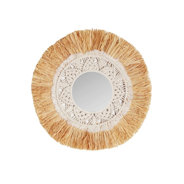 Espejo KASSES, Rafia / Marrón - Kodu...