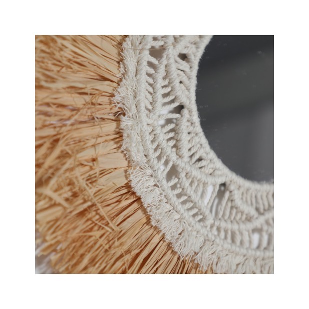 Espejo KASSES, Rafia / Marrón - Kodu...