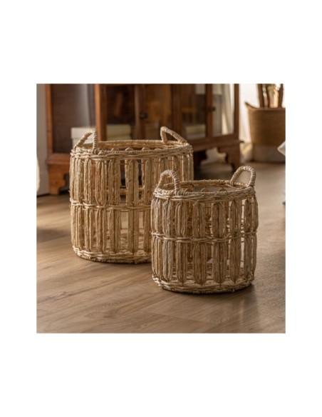 Set 2 Cestos DIEKY, Fibra Natural / Marrón - Kodu Home Design