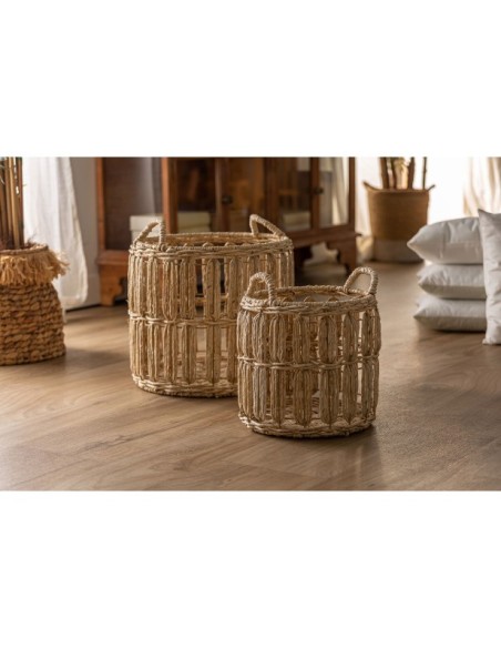 Set 2 Cestos DIEKY, Fibra Natural / Marrón - Kodu Home Design