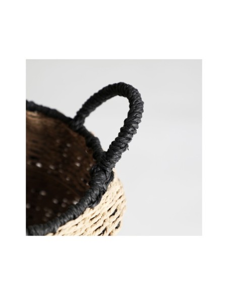 Set 2 Cestos WICA, Fibra Natural / Negro, Natural - Kodu Home Design
