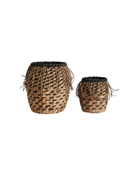 Set 2 Cestos BLAIR, Fibra Natural / Negro, Natural - Kodu Home Design