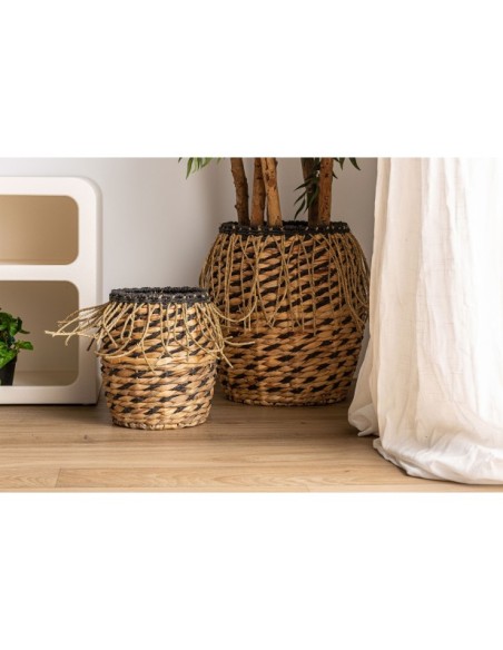 Set 2 Cestos BLAIR, Fibra Natural / Negro, Natural - Kodu Home Design