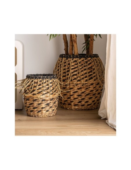 Set 2 Cestos BLAIR, Fibra Natural / Negro, Natural - Kodu Home Design
