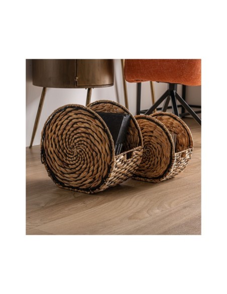 Set 2 Cestos BLAIR, Fibra Natural / Negro, Natural - Kodu Home Design