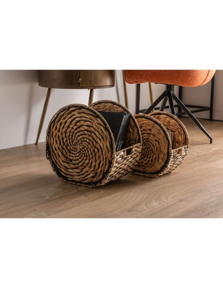 Set 2 Cestos BLAIR, Fibra Natural / Negro, Natural - Kodu Home Design