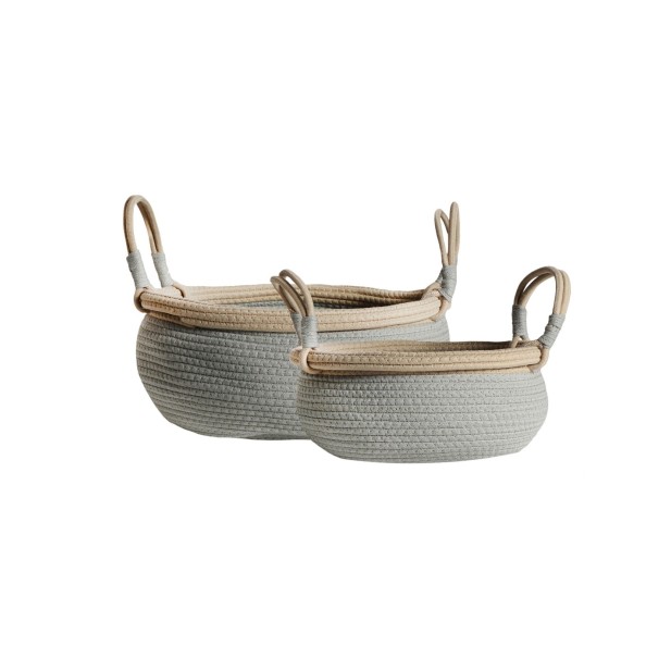 Set 2 Cestos CLEO, Algodón / Gris,...