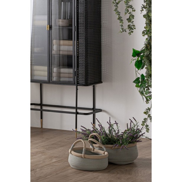 Set 2 Cestos CLEO, Algodón / Gris,...