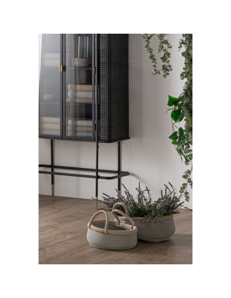 Set 2 Cestos CLEO, Algodón / Gris, Natural - Kodu Home Design