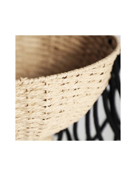Set 2 Cestos WICA, Fibra Natural / Negro, Natural - Kodu Home Design