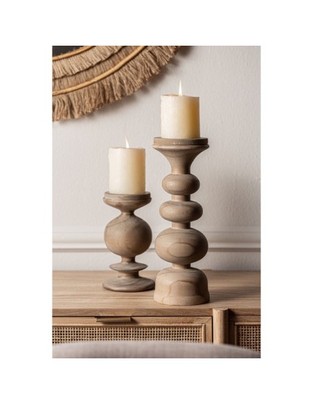 Portavelas FELLIH, Madera de Pino / Marrón - Kodu Home Design