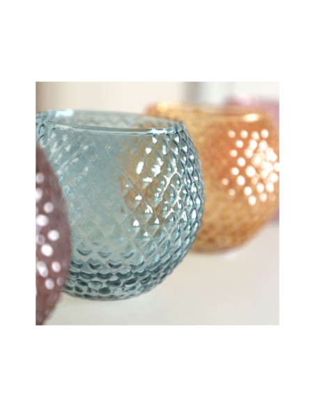 Set 4 Portavelas JUKE, Vidrio / Multicolor - Kodu Home Design