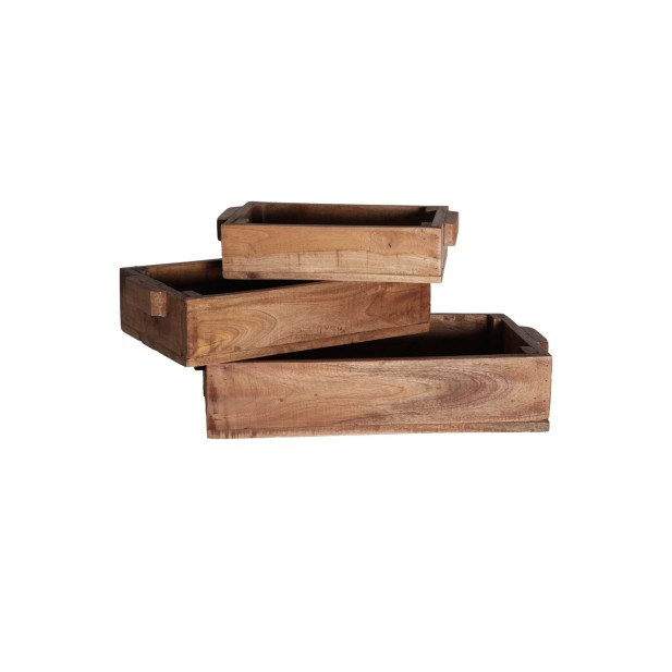 Set 3 Cajas AKVIRAN, Caoba / Marrón -...