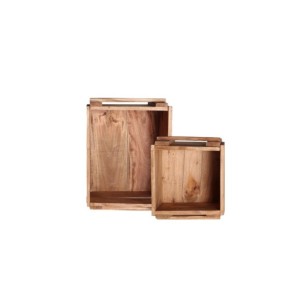 Set 2 Cajas AKVIRAN, Caoba / Marrón - Kodu Home Design