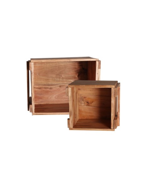 Set 2 Cajas AKVIRAN, Caoba / Marrón - Kodu Home Design