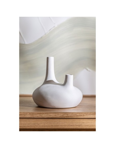 Jarrón ZICK, Cerámica / Blanco - Kodu Home Design