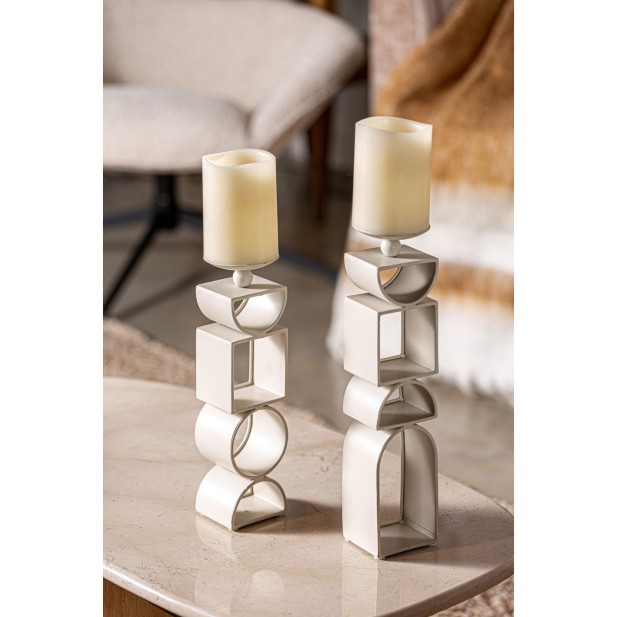 Portavelas GREYLE, Hierro / Blanco...