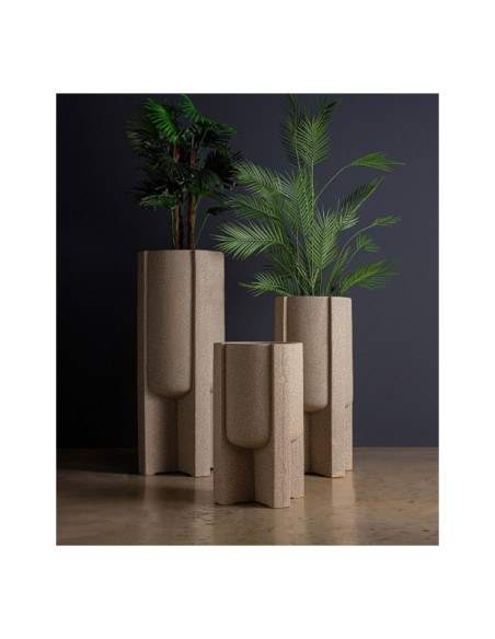 Macetero LUNOR Ø37x61 cm, Poliresina / Marrón - Kodu Home Design