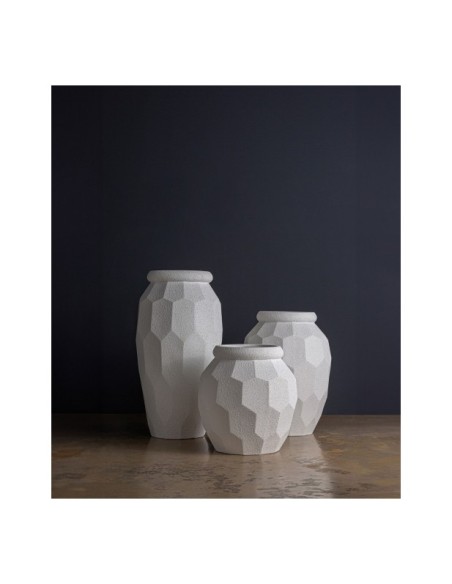 Macetero ELMUR Ø42x82 cm, Poliresina / Blanco Roto - Kodu Home Design