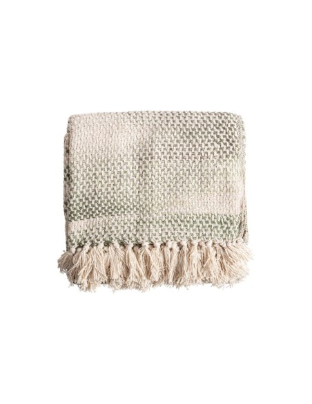 Manta Plaid ESARHE, Algodón / Beige, Verde - Kodu Home Design