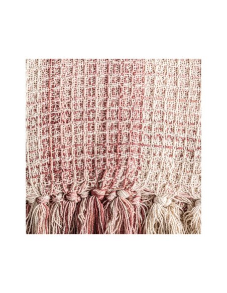 Manta Plaid SAHELER 125x160 cm, Algodón / Beige, Burdeos - Kodu Home Design