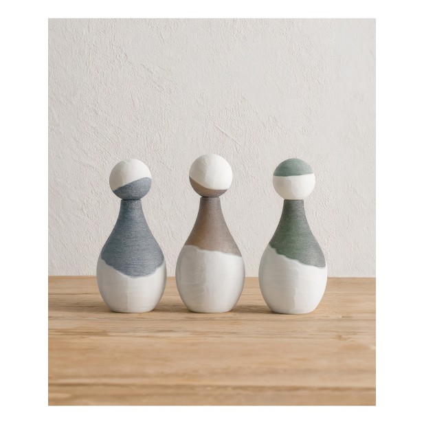 Jarrón KONO, Vidrio / Verde, Blanco -...