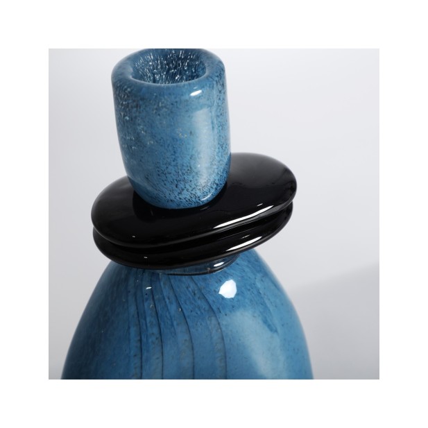 Jarrón RUISE, Vidrio / Azul, Negro -...