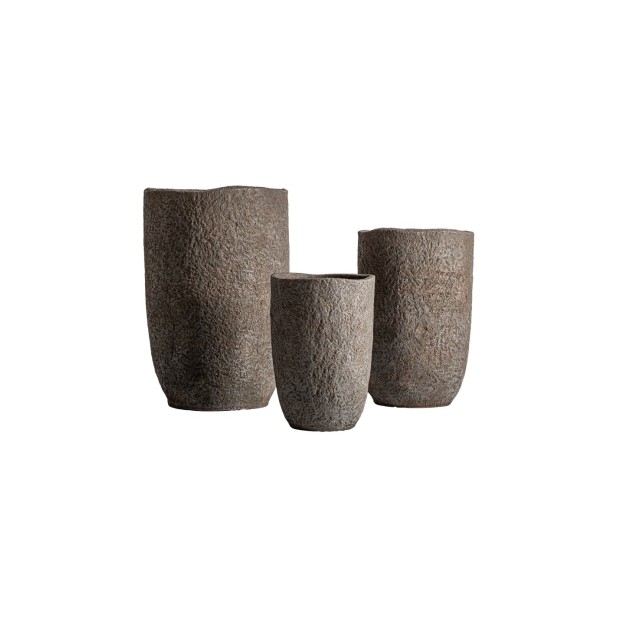 Set 3 Maceteros ROKA, Cerámica / Gris...