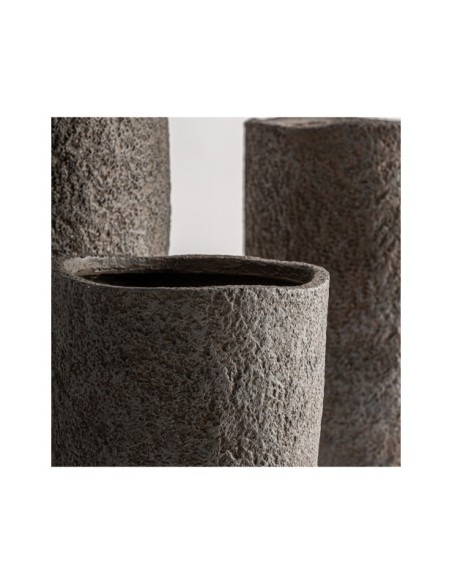 Set 3 Maceteros ROKA, Cerámica / Gris - Kodu Home Design