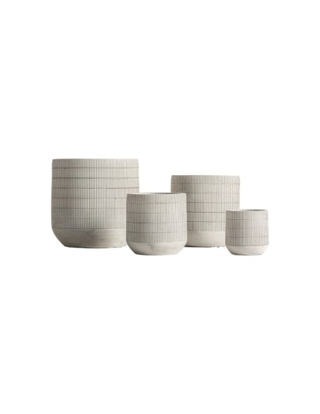 Set 4 Maceteros ARIS, Cerámica / Gris - Kodu Home Design