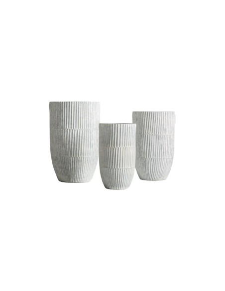 Set 3 Maceteros LUME, Cerámica / Gris - Kodu Home Design