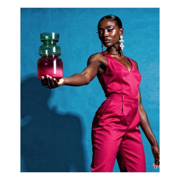 Jarrón NOAH, Cristal / Fucsia, Verde...