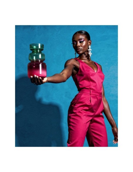 Jarrón NOAH, Cristal / Fucsia, Verde - Kodu Home Design