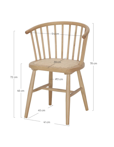 Silla SHERRY, Olmo Natural / Ratán